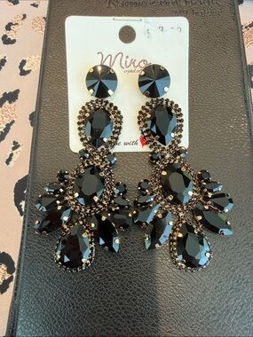 Black Crystal Drop Earrings